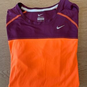 Nike Orange and Purple Sports Running Top Dri Fit